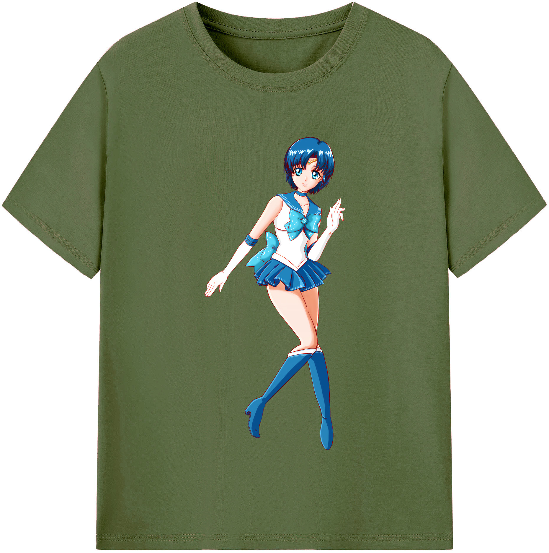 （画像用） 美少女戦士セーラームーン 水野 亜美 みずの あみ Sailor Moon Mizuno Ami 綿100％半袖Tシャツ（フロントプリント）